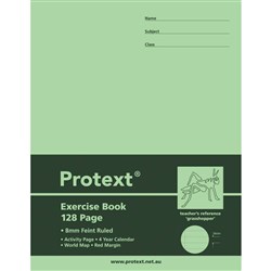 Protext Exercise Book 225x175mm 8mm 70gsm 128 Page Grasshopper